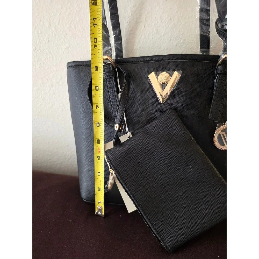 Valentino by Mario Valentino Black Saffiano Leather Tote Bag V-4004 NWT